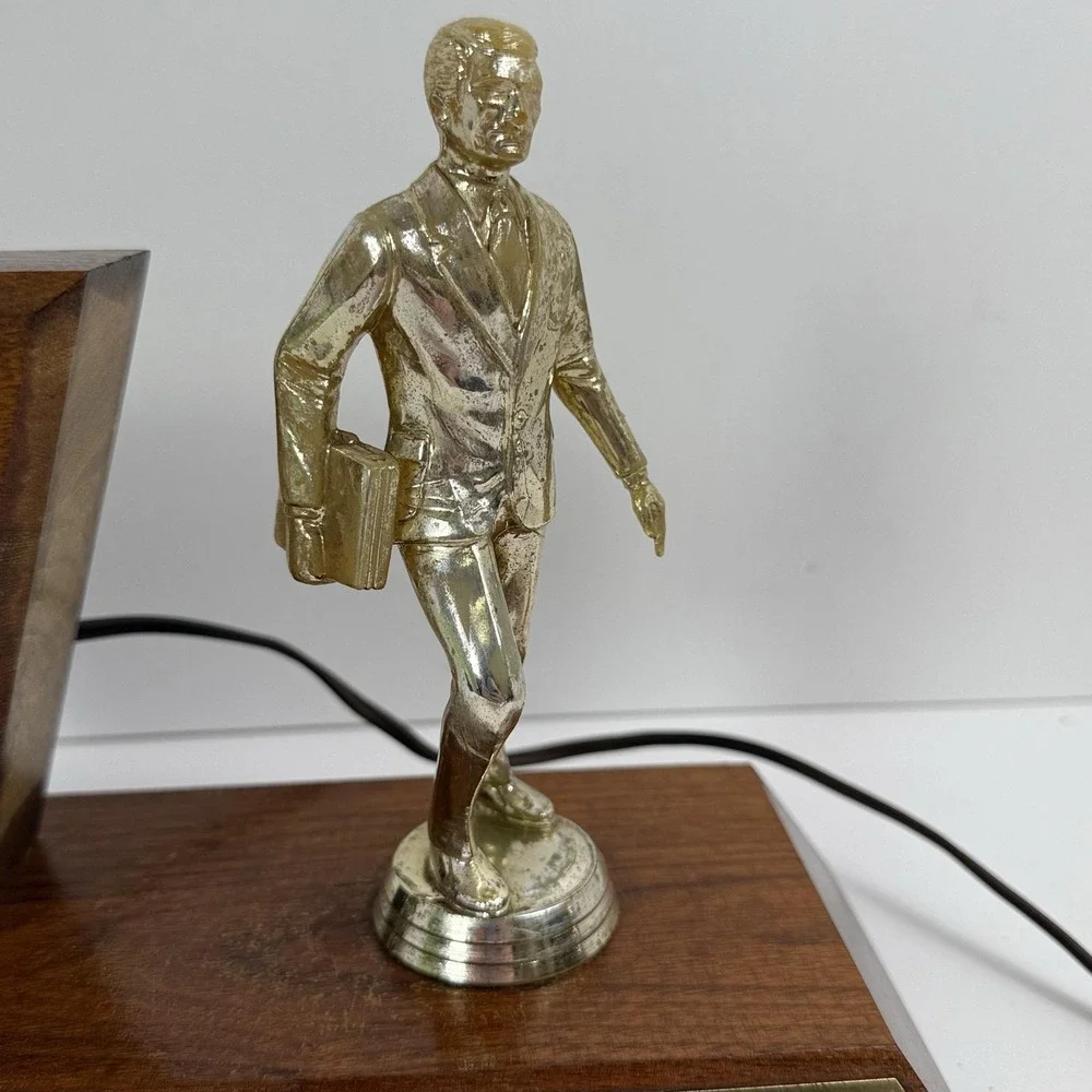 Automotive Salesmen of the Year Award 1972 Desk Clock Trophy WORKS